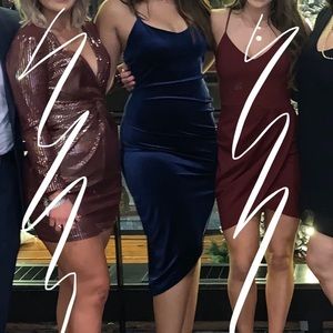 Navy Luxe Doll Velvelt Midi Dress